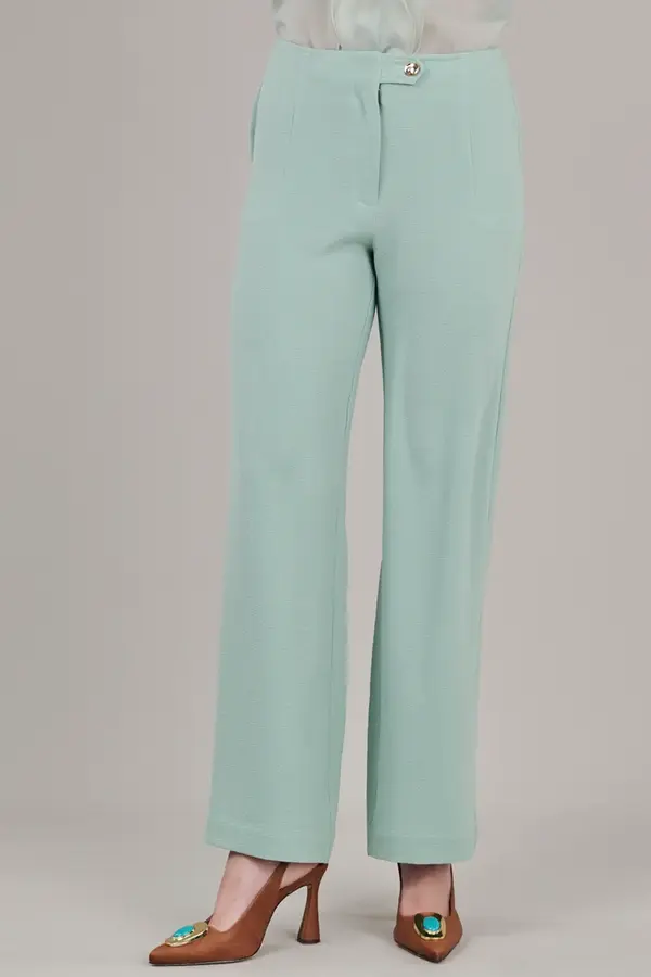 Calca Reta Frise Crepe Verde Bebe