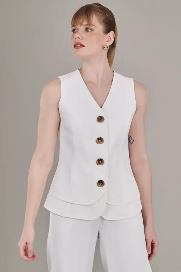 Colete Barra Dupla Twill Off White