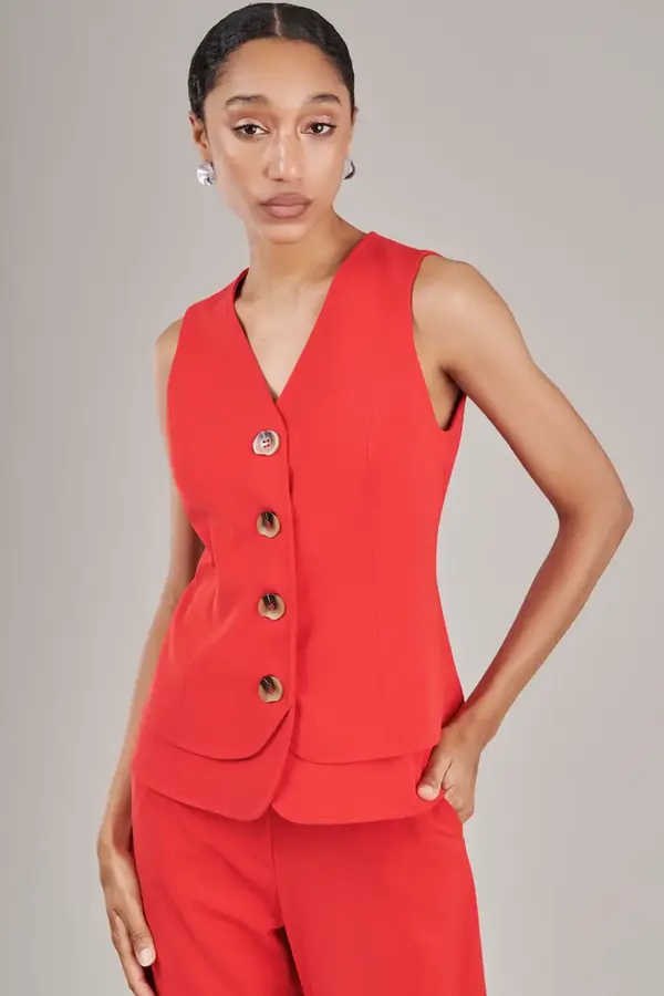 Colete Barra Dupla Twill Vermelho Intenso