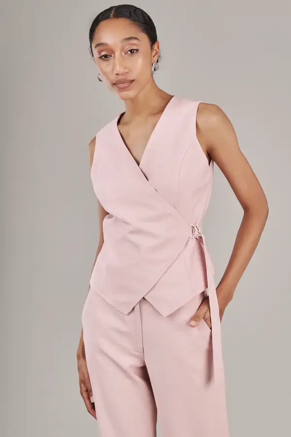 Colete Transpassado Rosa Blush