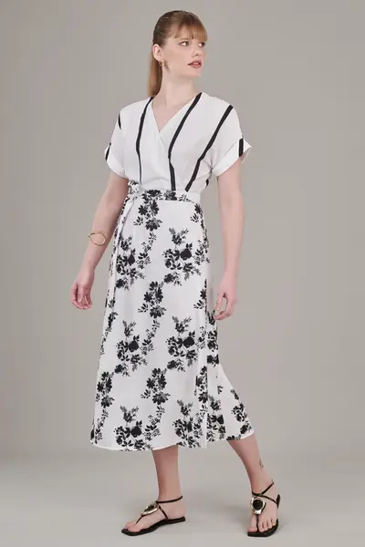 Vestido Mix Estampas Floral Pto/off