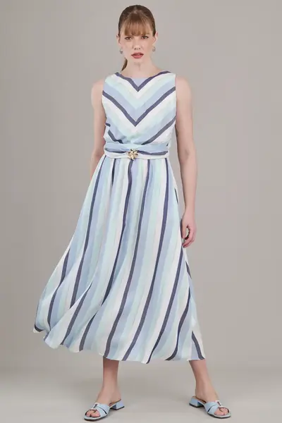 Vestido Listras Mix Metalic Li