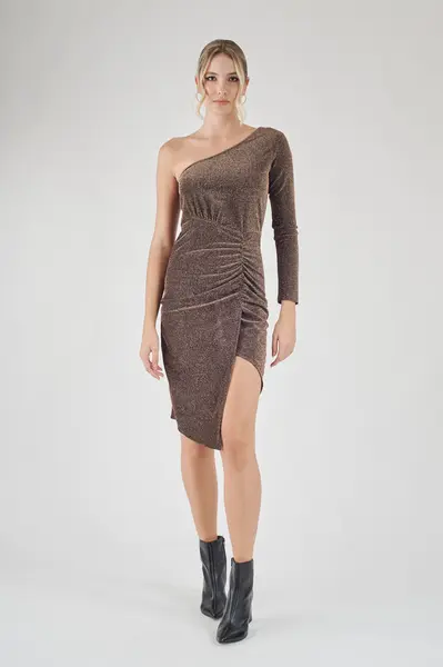 Vestido Assimetrico Lurex Pret