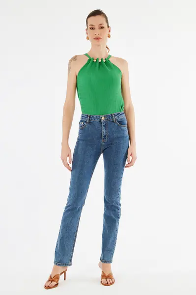 Blusa Malha Jacquard Verde Intenso