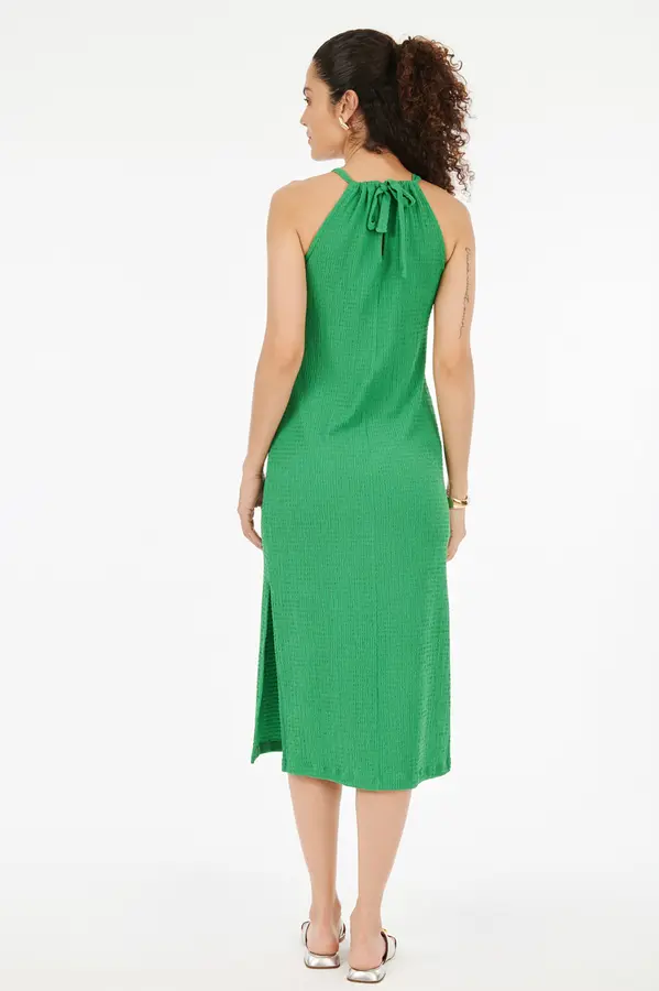 Vestido Malha Jacquard Verde