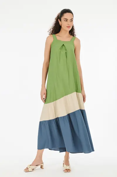 Vestido Longo Marias Verde Fol