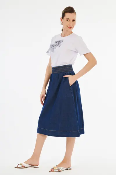 Saia Jeans Midi Jeans