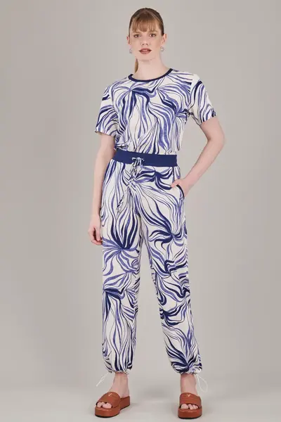 Blusa Breeze Abstract Bege/marinho