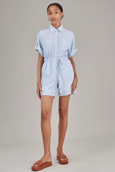 Camisa Sombra e Sol Listra Fina Azul