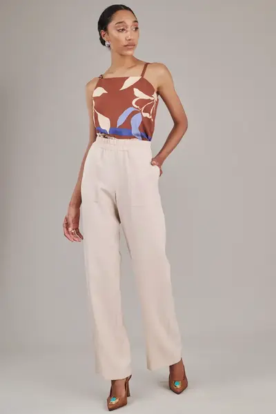 Calça Fit Basic Bege Po