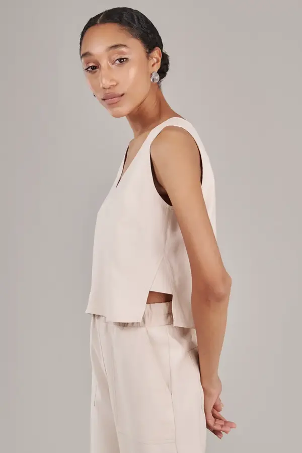 Blusa Cropped Kiki Bege Po