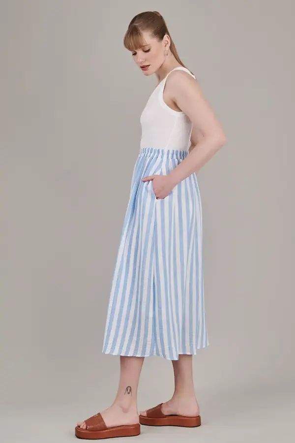 Vestido Brisas do Horizonte Listra Bco/azul