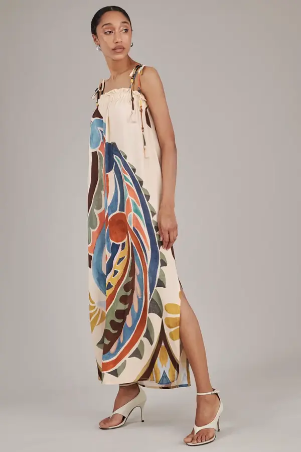 Vestido Max Paisley Estampa Pincelada