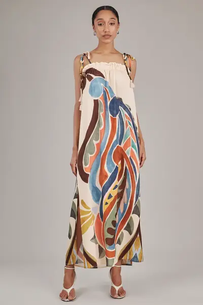 Vestido Max Paisley Estampa Pincelada