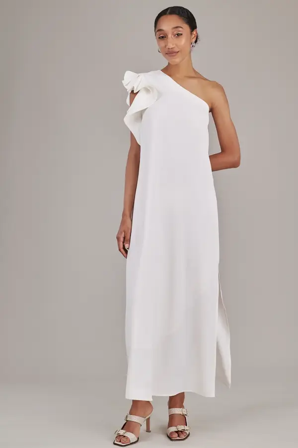 Vestido Coluna Assimetrico Branco