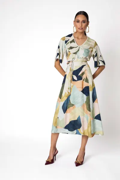 Vestido Mix Print Cru/cores