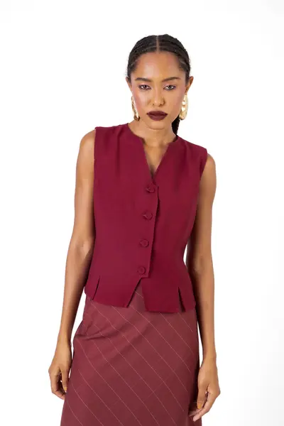 Colete Fendas Alfaiataria Burgundy