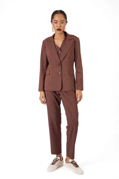 Blazer Mini Pied-poule Marrom/preto