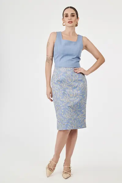 Top Alca Larga Denim Azul Sky