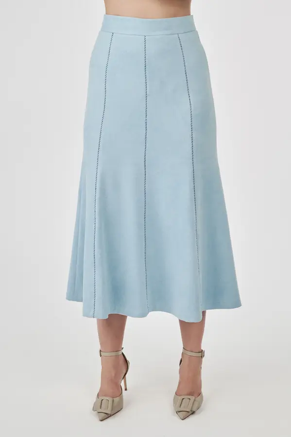 Saia Suede Recortes Light Blue