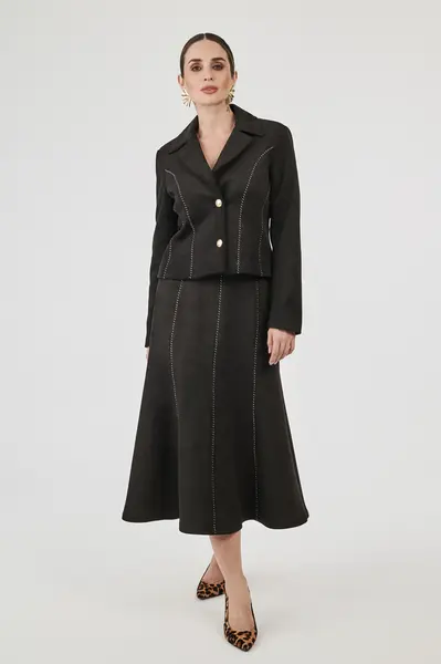 Blazer Suede Recortes Preto