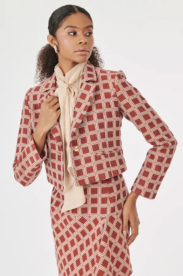 Blazer Xadrez Tabuleiro Vermelho/palha