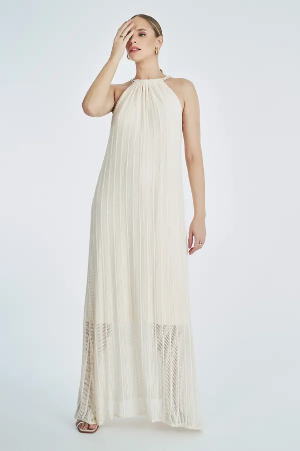 Vestido Trico Lurex Cru/ouro