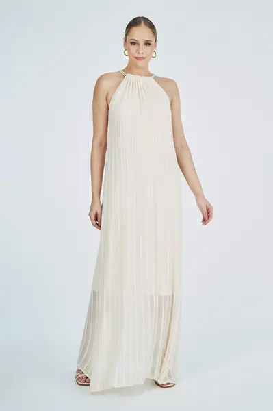 Vestido Trico Lurex Cru/ouro
