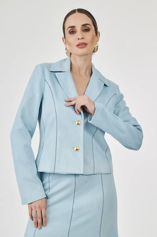 Blazer Suede Recortes Light Blue