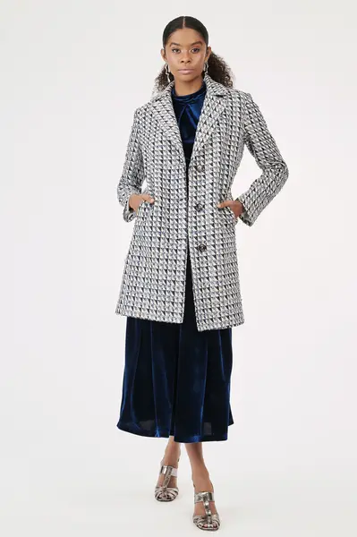 Casaco Alongado Tweed Azul/cru