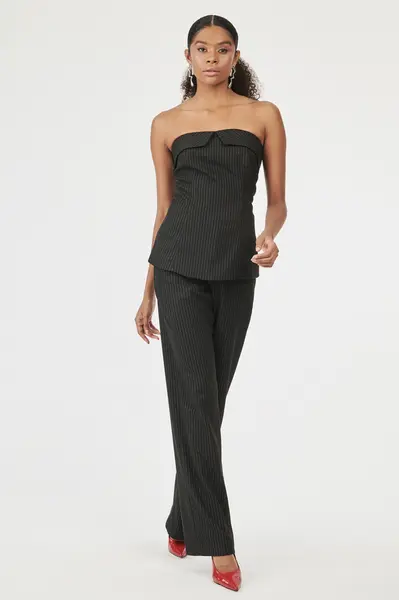 Calca Reta Risca Lurex Preto