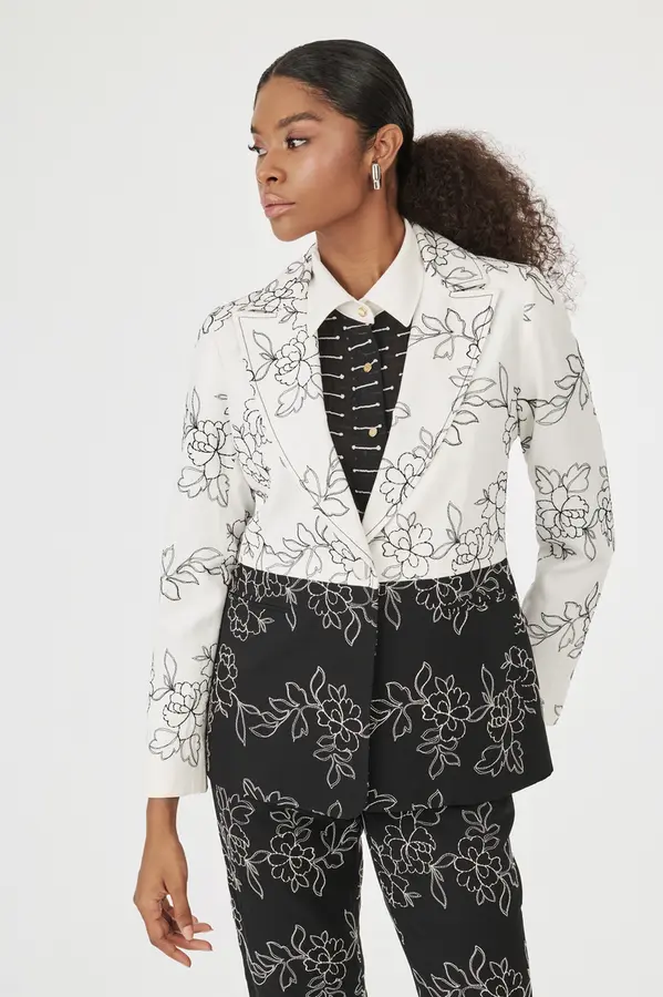 Blazer Bordado Duo Branco/preto