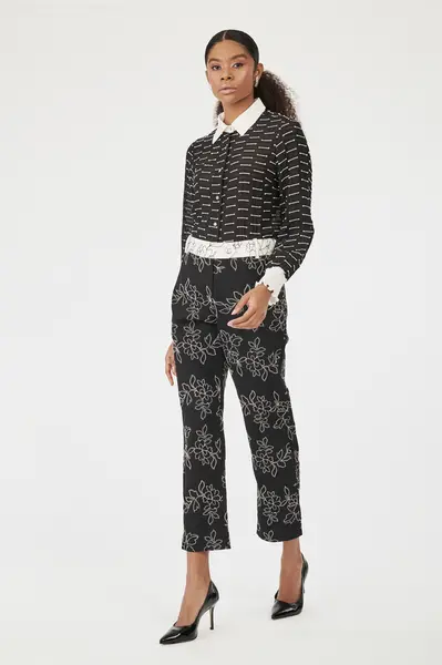 Camisa Organza Jacquard Preto/branco