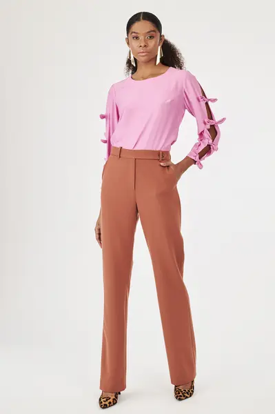 Blusa Manga Lacos Rosa Malva