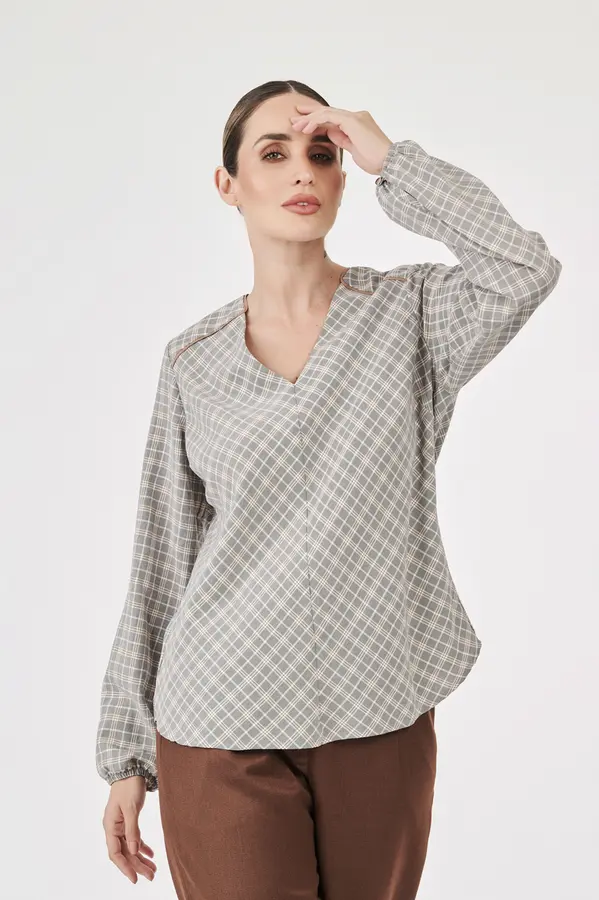 Blusa Firenze Xadrez Cinza