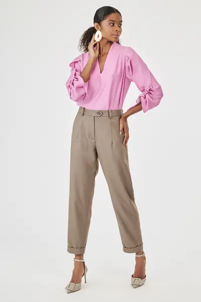 Blusa Manga com Franzido Rosa Malva