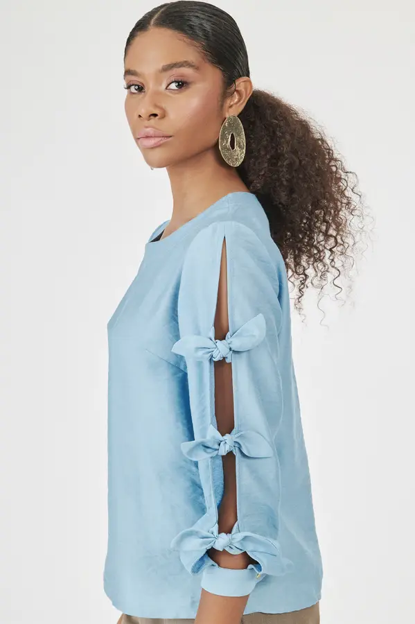 Blusa Manga Lacos Azul Sky