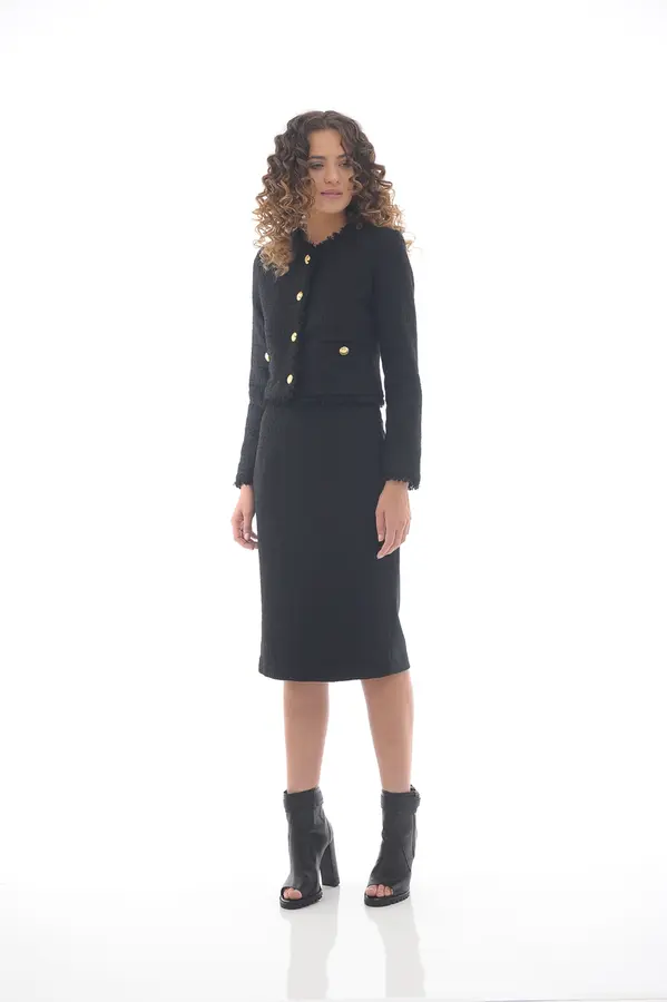 Casaqueto Tweed Curto Preto