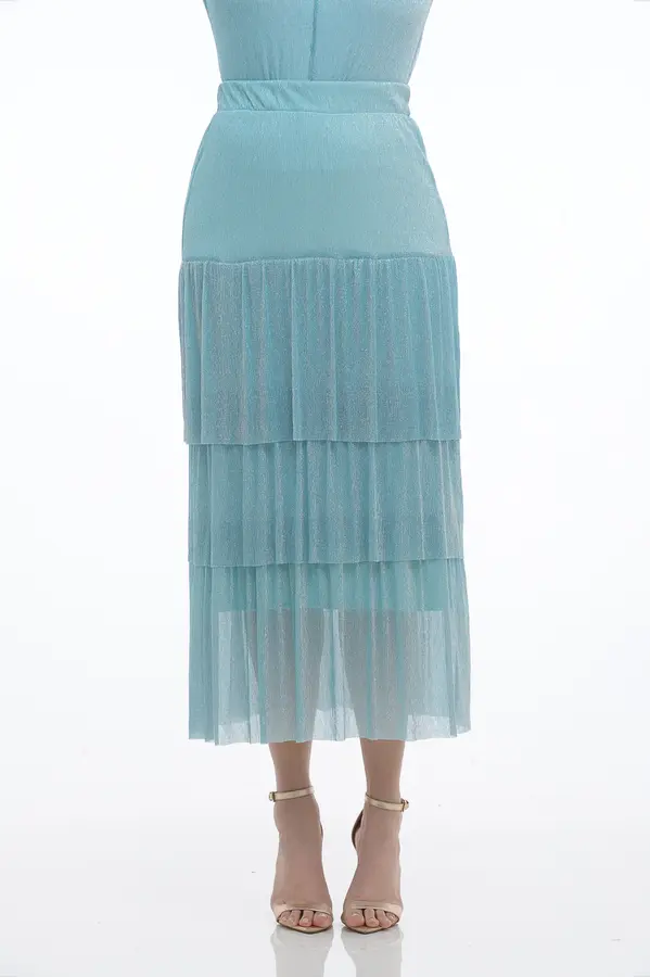Saia de Tule Lurex Azul Celeste