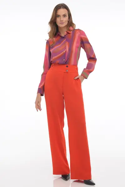 Calca Wide Leg Crepe Hot Laran