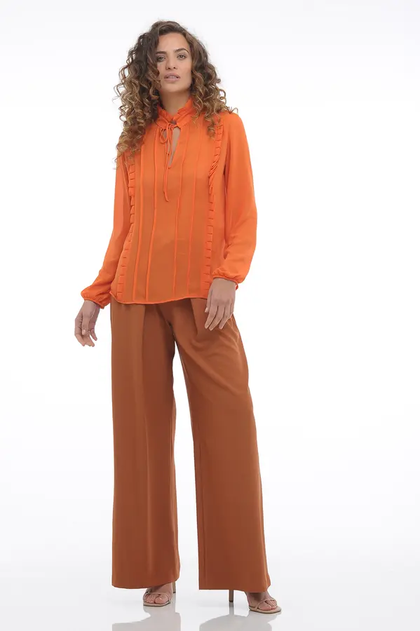 Blusa Detalhe Pregas Orange