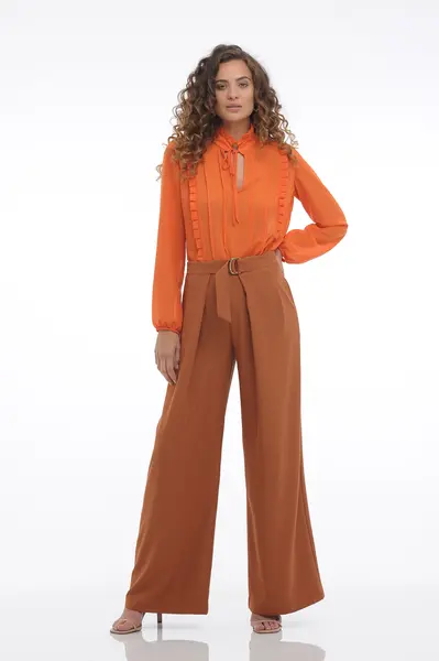 Blusa Detalhe Pregas Orange