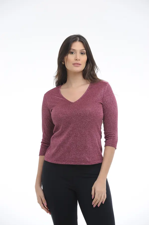 Blusa Malha com Brilho Topazio