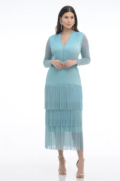 Body de Tule Lurex Azul Celeste
