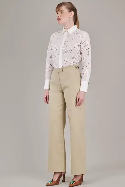 Camisa Algodão Bordado Off White