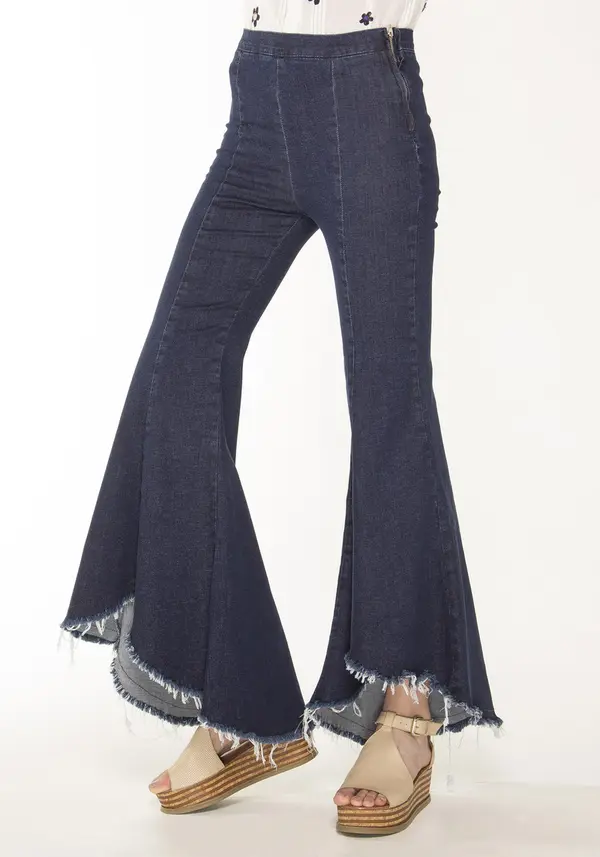 Calca Jeans Babados Assimetric