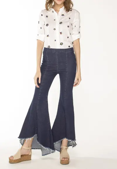 Calca Jeans Babados Assimetric