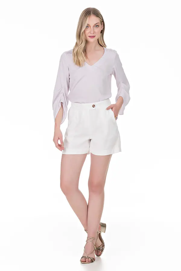 Blusa Crepe Mangas Pregas Ice