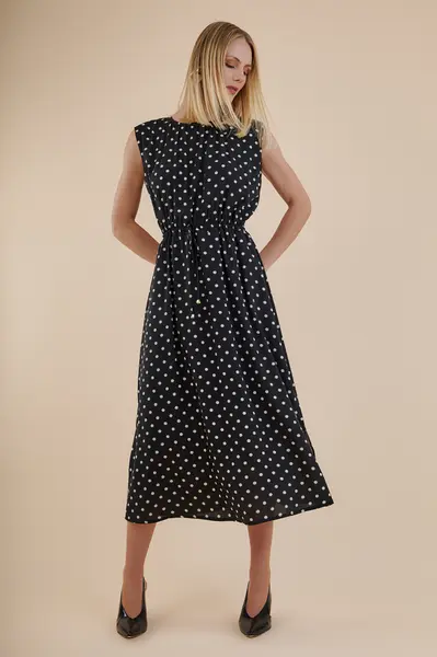 Vestido Petit Poas Preto/cru