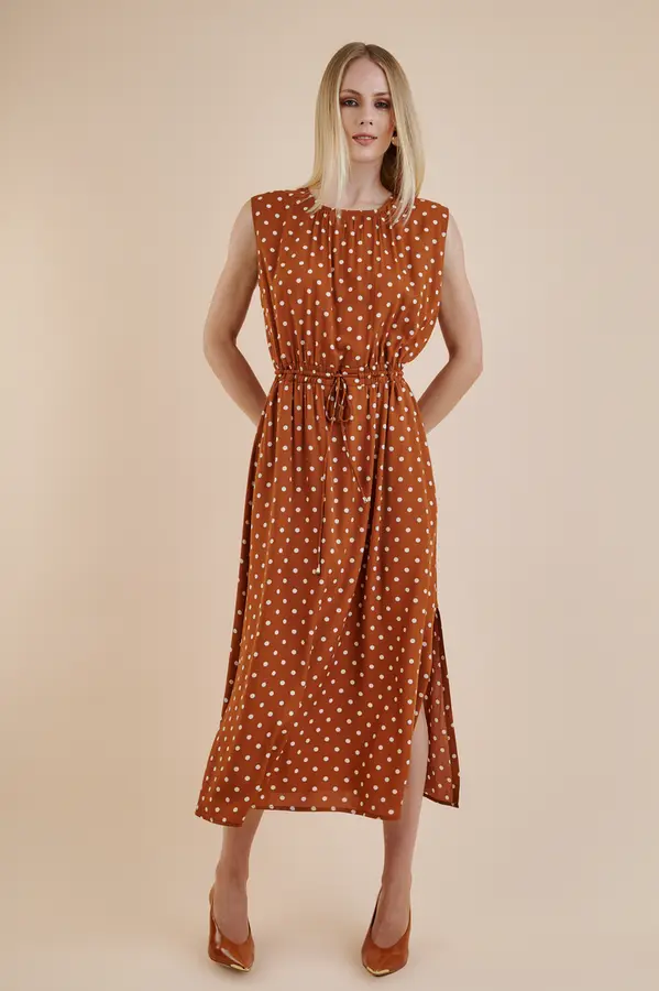 Vestido Petit Poas Caramelo/be